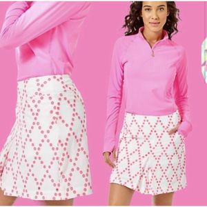 NWT Lilly Pulitzer Monica Golf Skort Prosecco Pink Diamond Eyelet Size 00 $118
